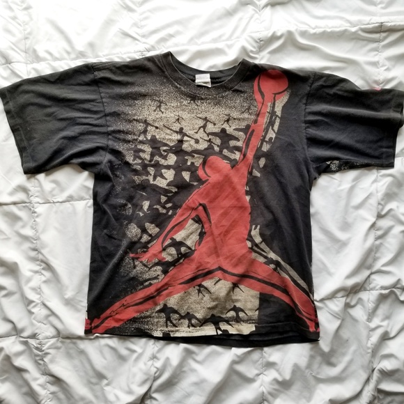 Vintage Nike Jordan S/S All-Over Print Grey Tag - Picture 2 of 8